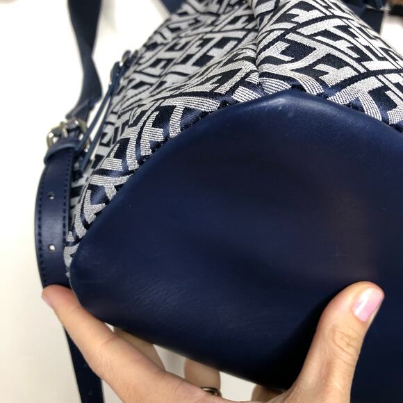 Tommy Hilfiger Mini Backpack Blue White Allover Logo Zip Pocket main image 8